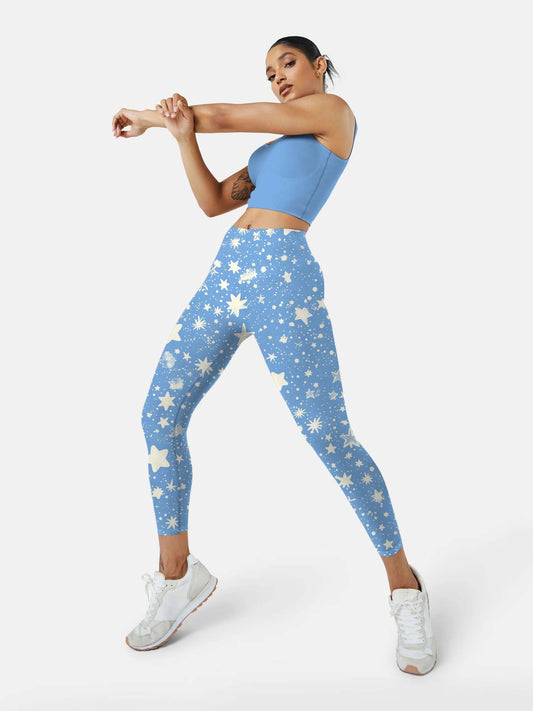 S233 Blue Full Sky Star yoga leggings