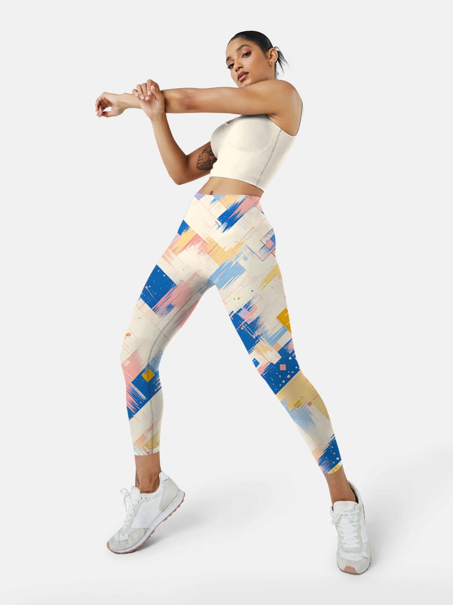 B258 Colorblock Yoga leggings white