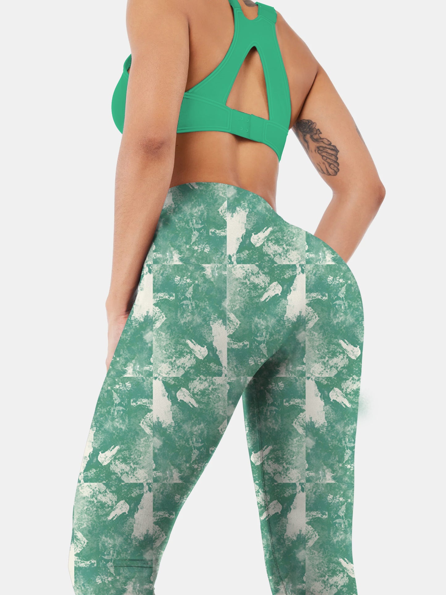 I138 Ink-dyed Yoga leggings green