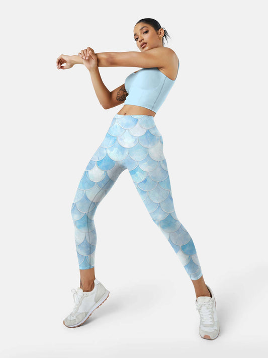 A234 blue scale yoga leggings