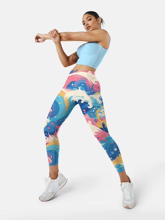 F265 colored feather yoga leggings