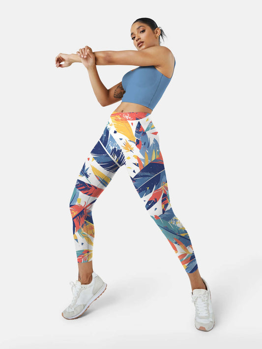 F259  feather yoga leggings