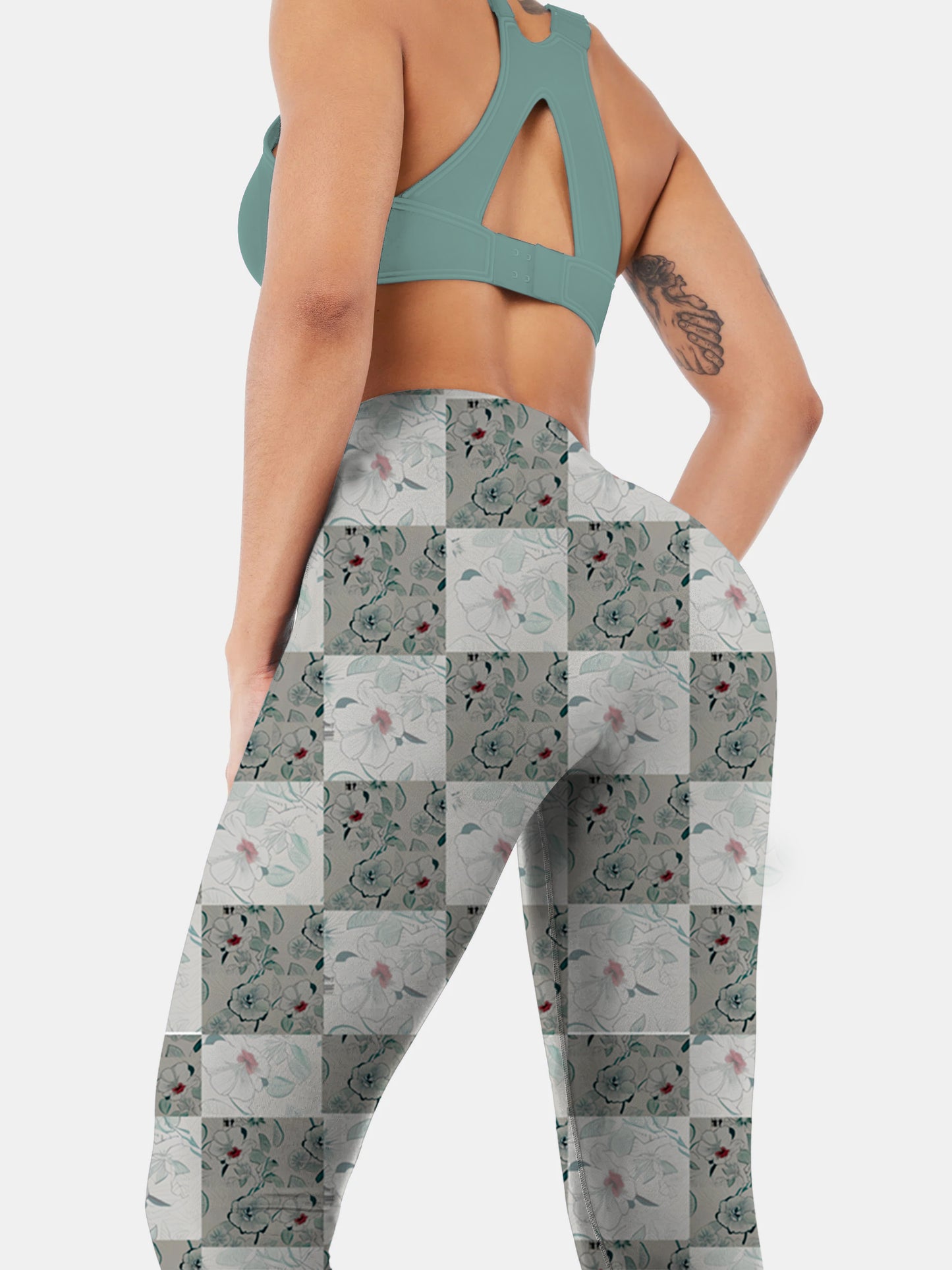 F140 block printed yoga leggings