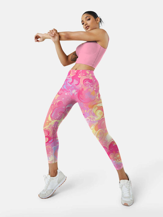 C261 Pink clouds yoga leggings