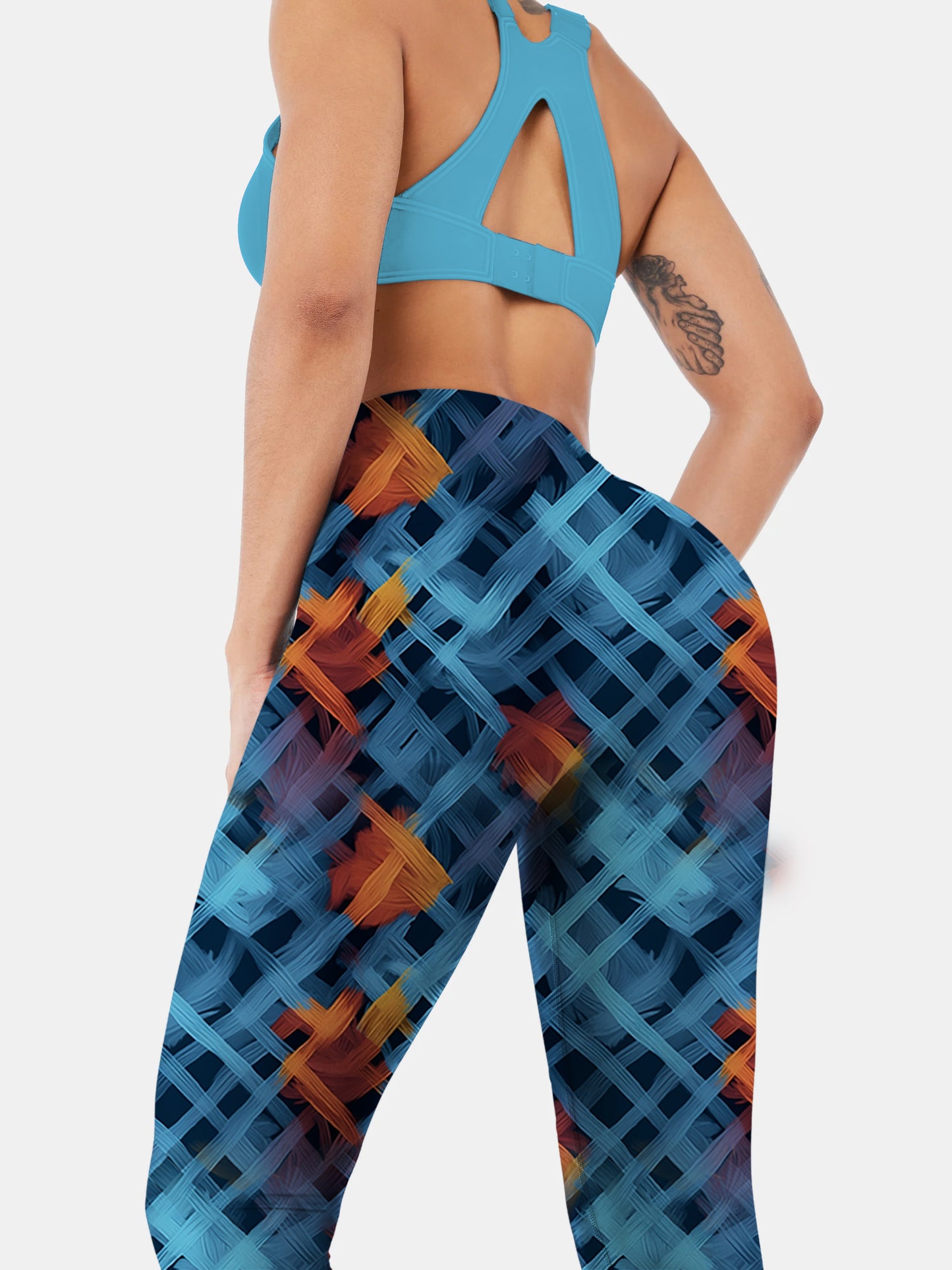 C142 knitted cubic printed yoga leggings