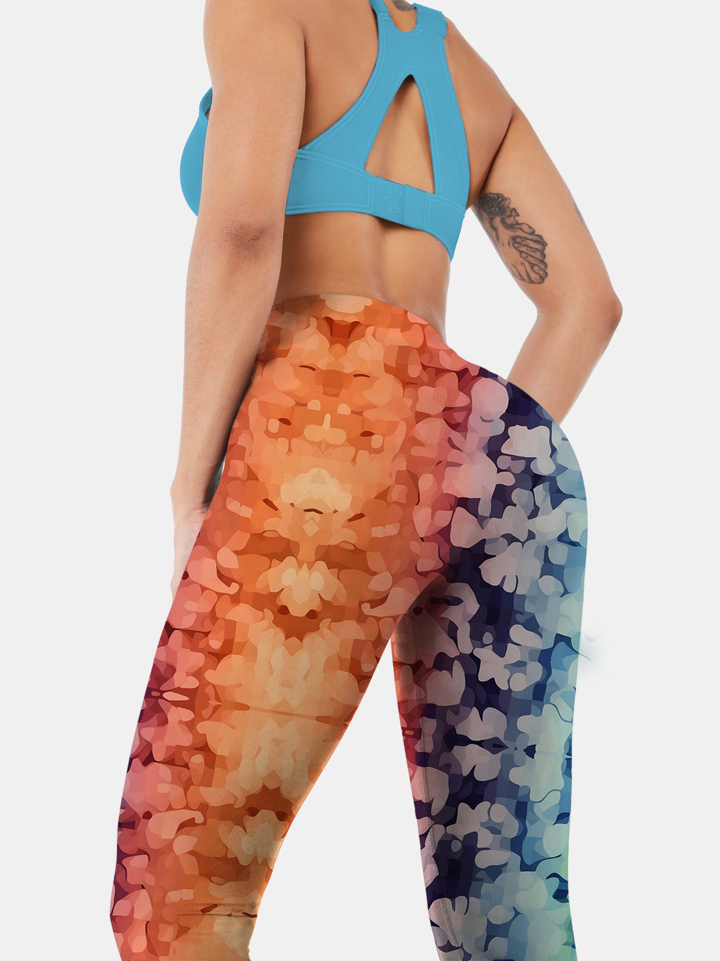 A143 Abstract Pattern Gradient Color yoga leggings