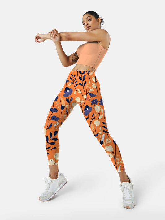 F263 Flower yoga leggings Orange