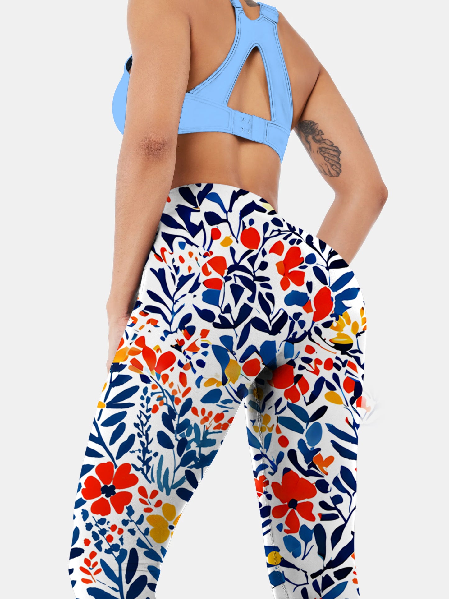 F187 crushed flower print yoga leggings