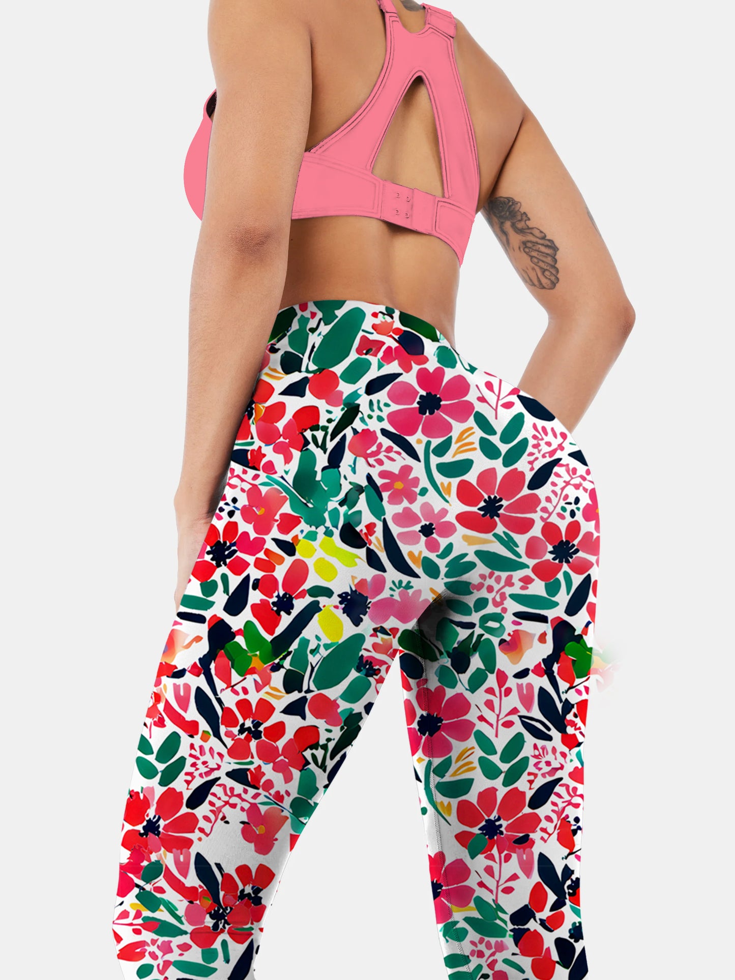 F189 crushed flower print yoga leggings