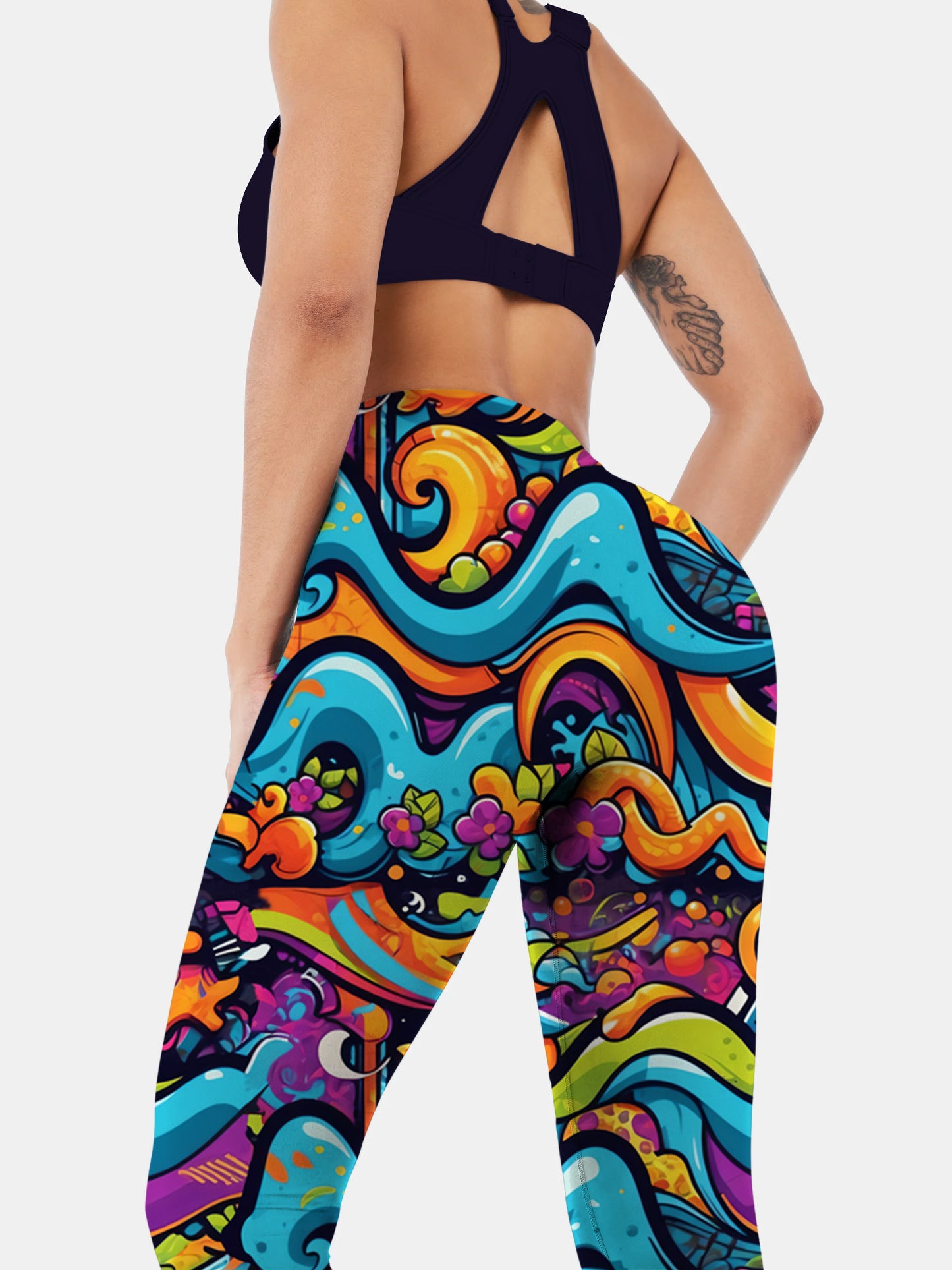 A190 Abstract Pattern Color yoga leggings