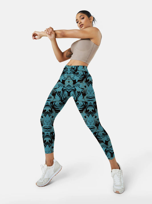 F108 printed yoga leggings green