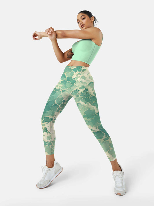 S223 Green Wave yoga leggings