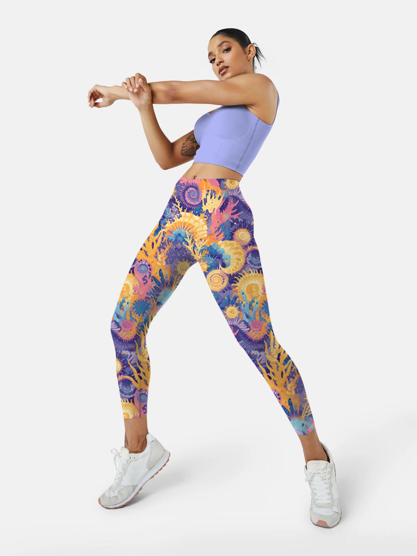 S273 Abstract Sun yoga leggings