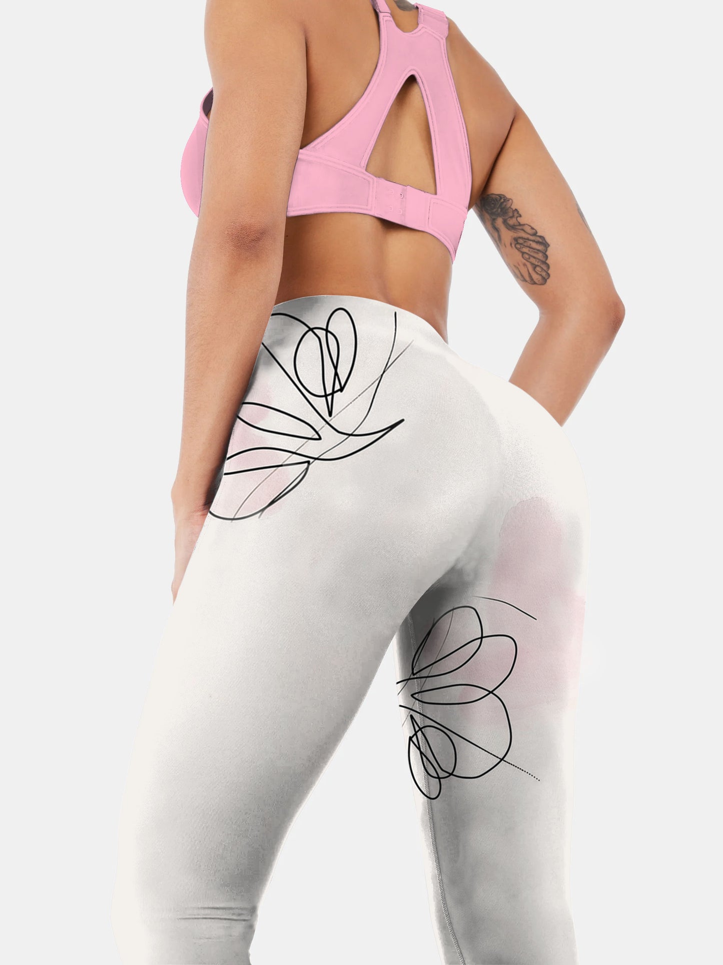 F128 Printed yoga leggings white