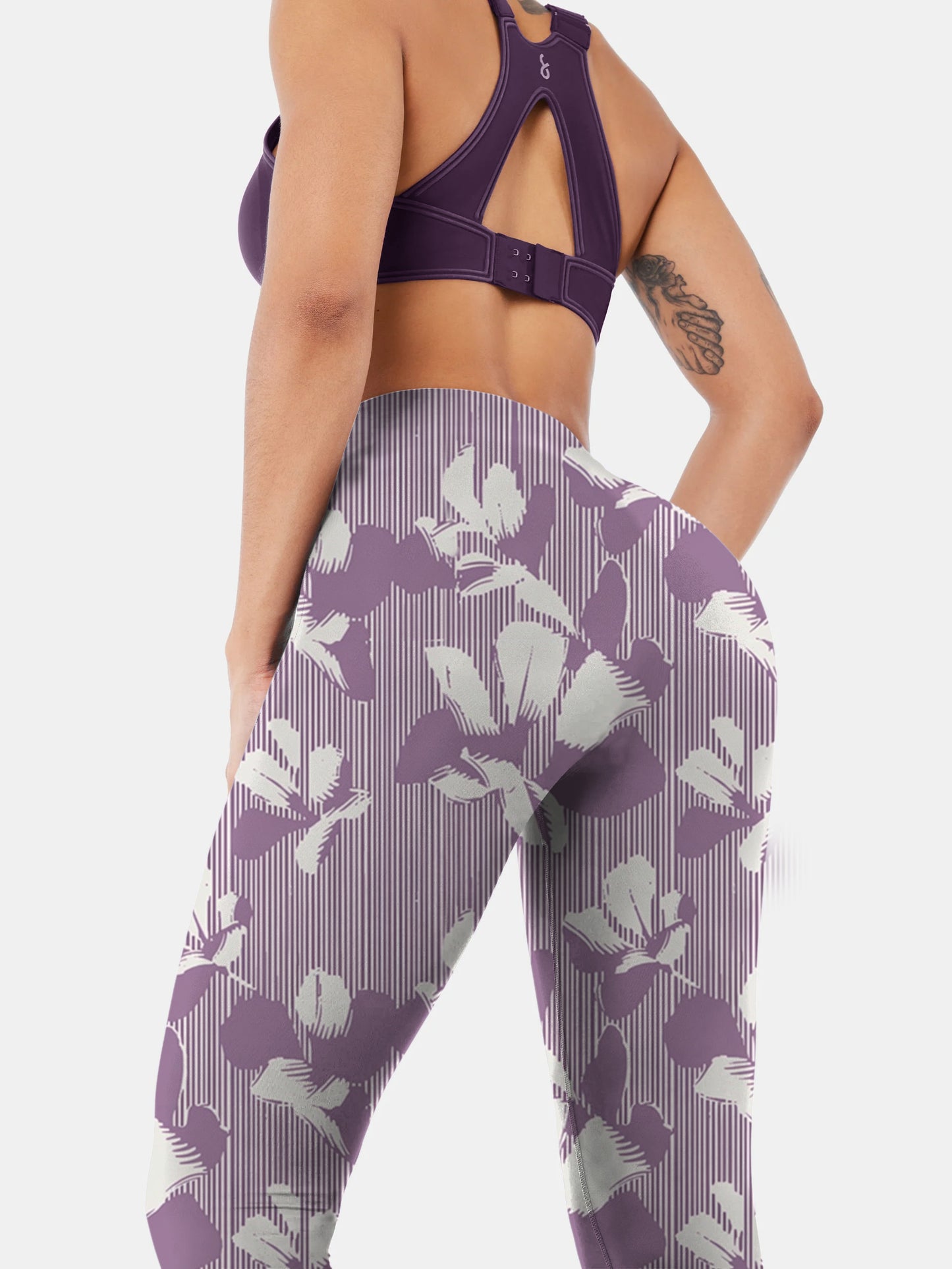 F121 vertical stripe printed yoga leggings