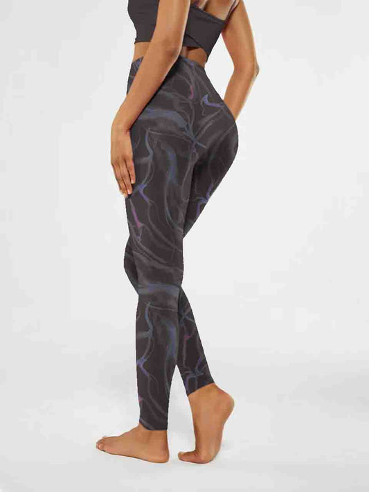 I158 Ink-dyed lines yoga leggings