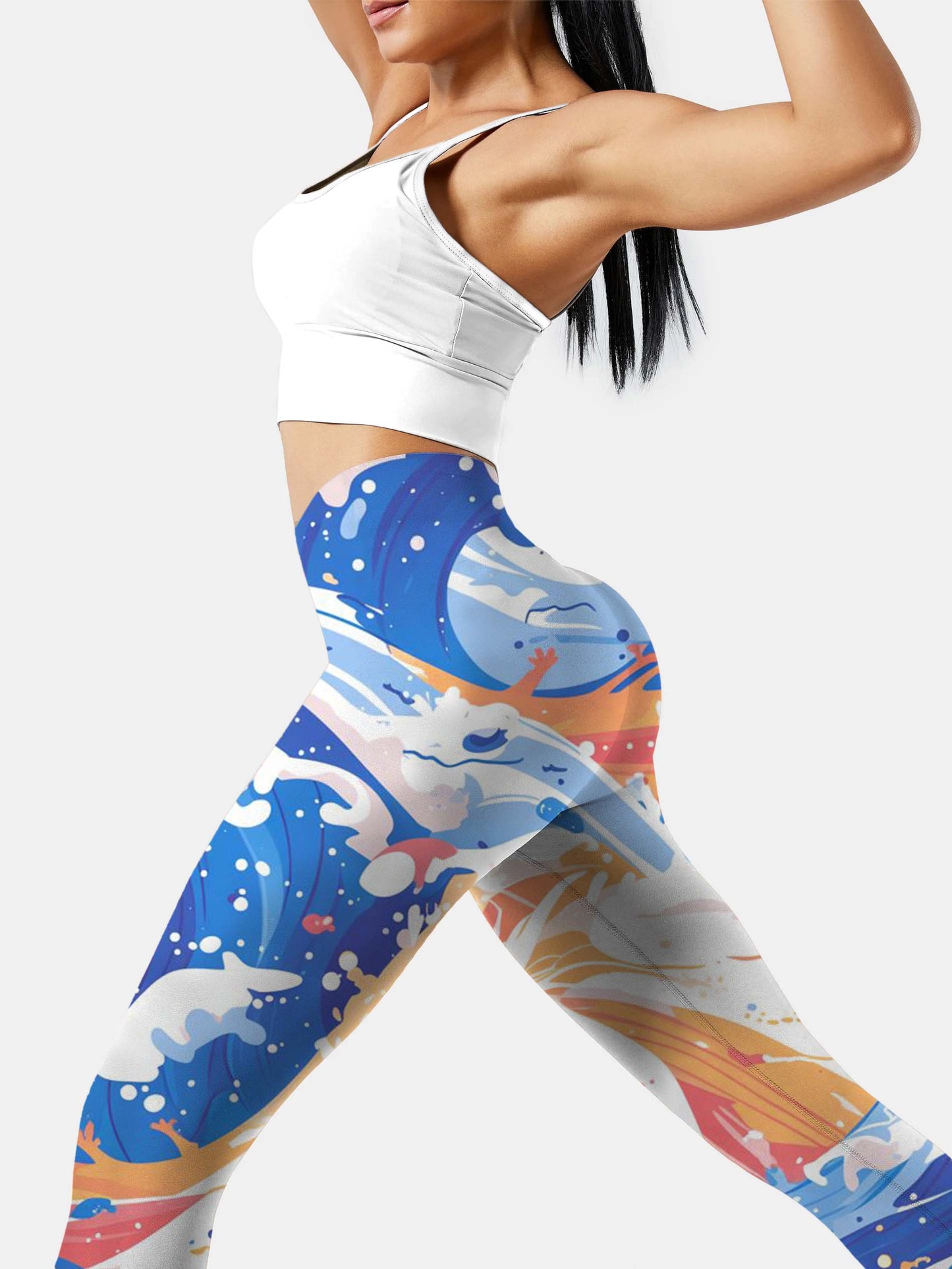 S225 Cartoon Waves yoga leggings