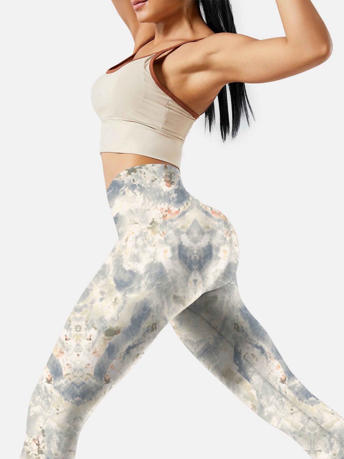 M114 Marble Textured Yoga leggings white