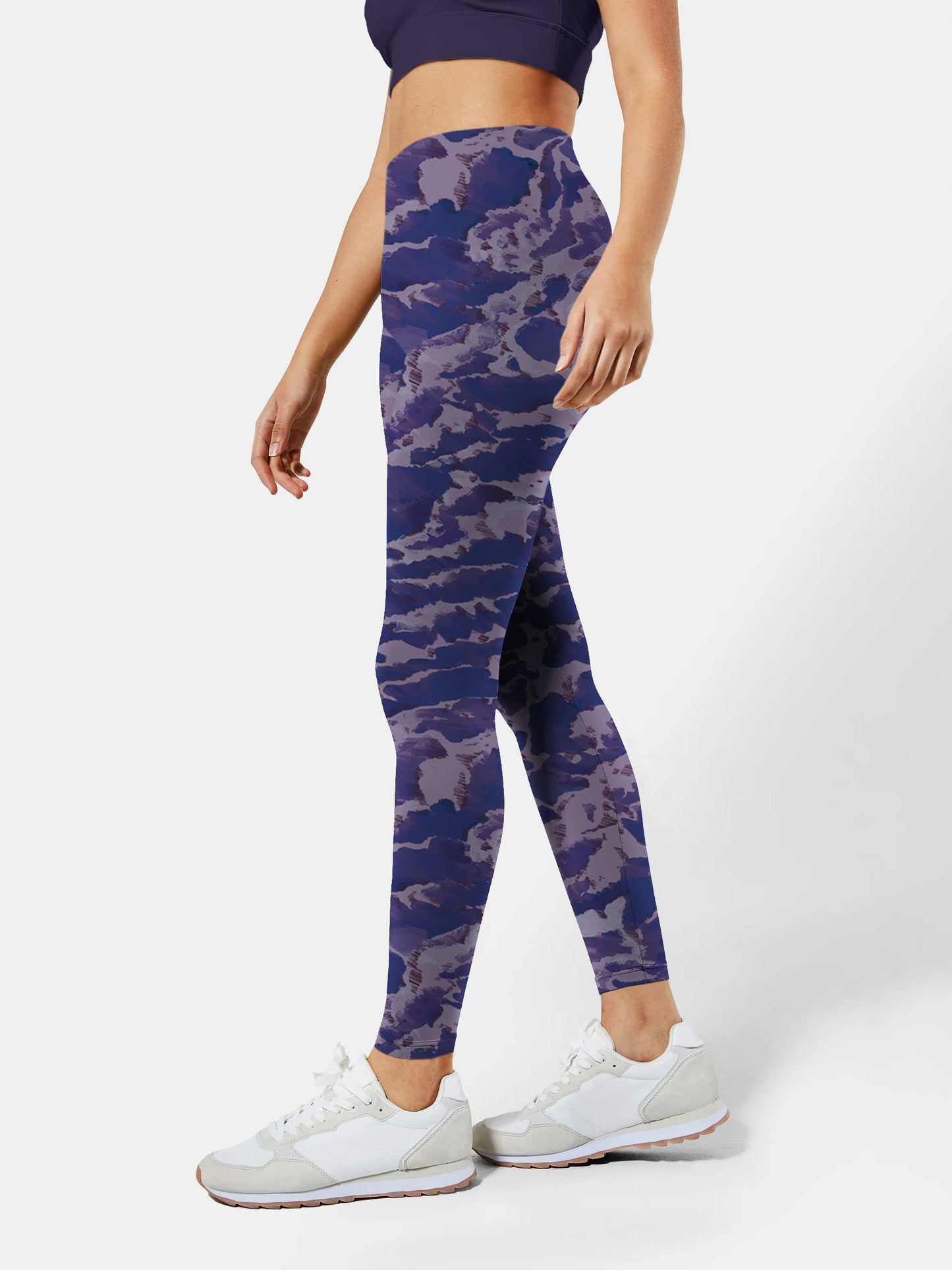 W133 wave pattern yoga leggings violet