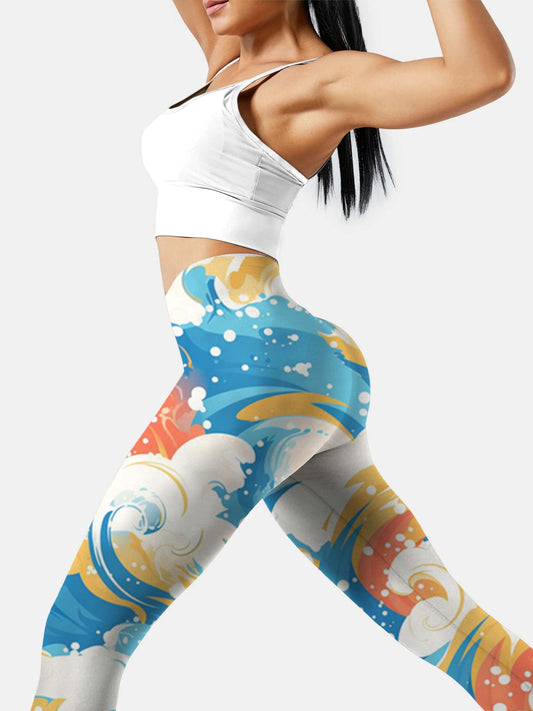 S254 Colorful Waves yoga leggings