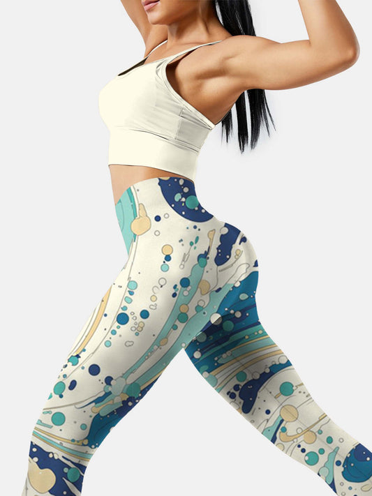 S255 Colorful Waves yoga leggings green