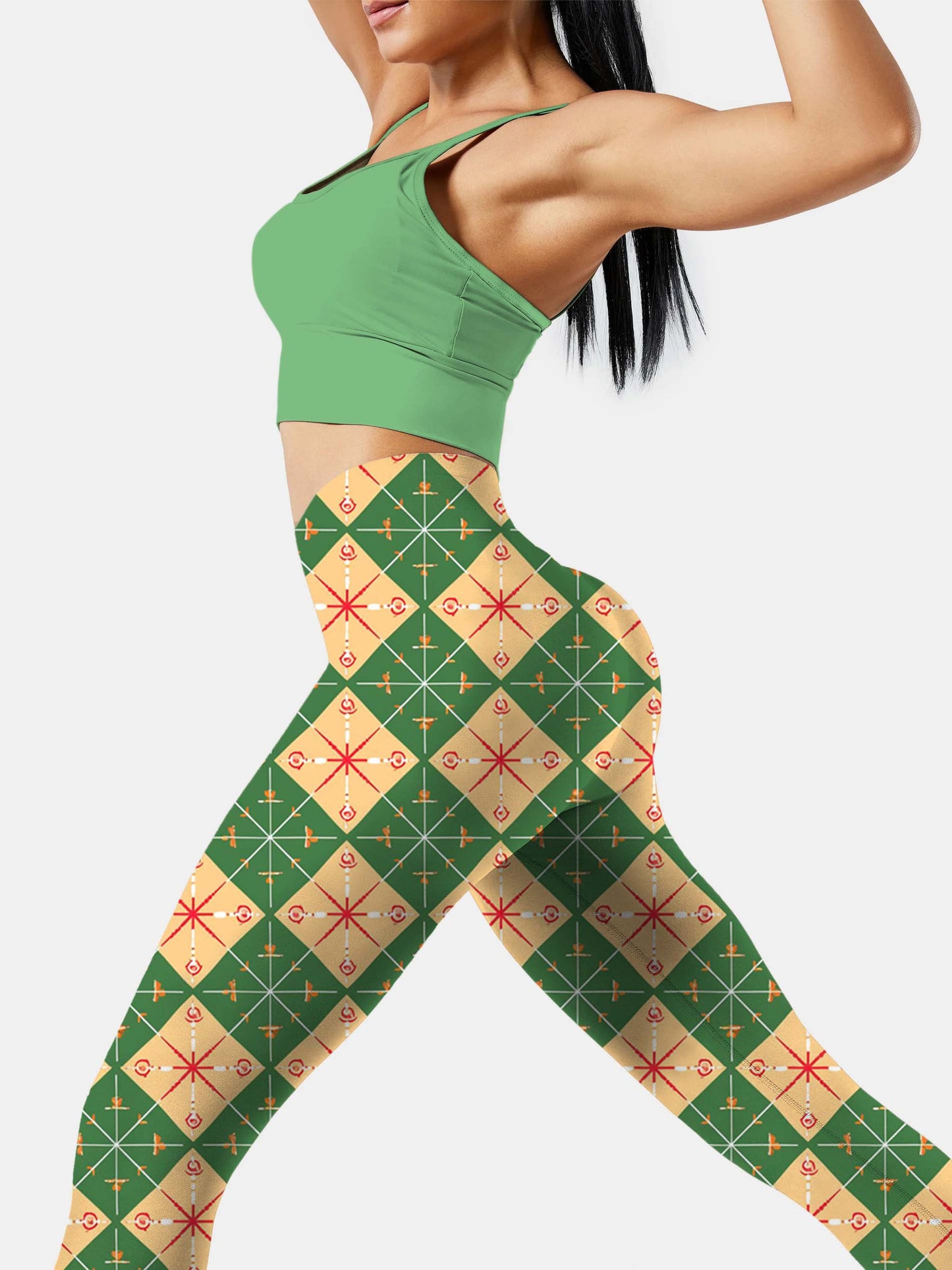 P232 Green plaid yoga leggings