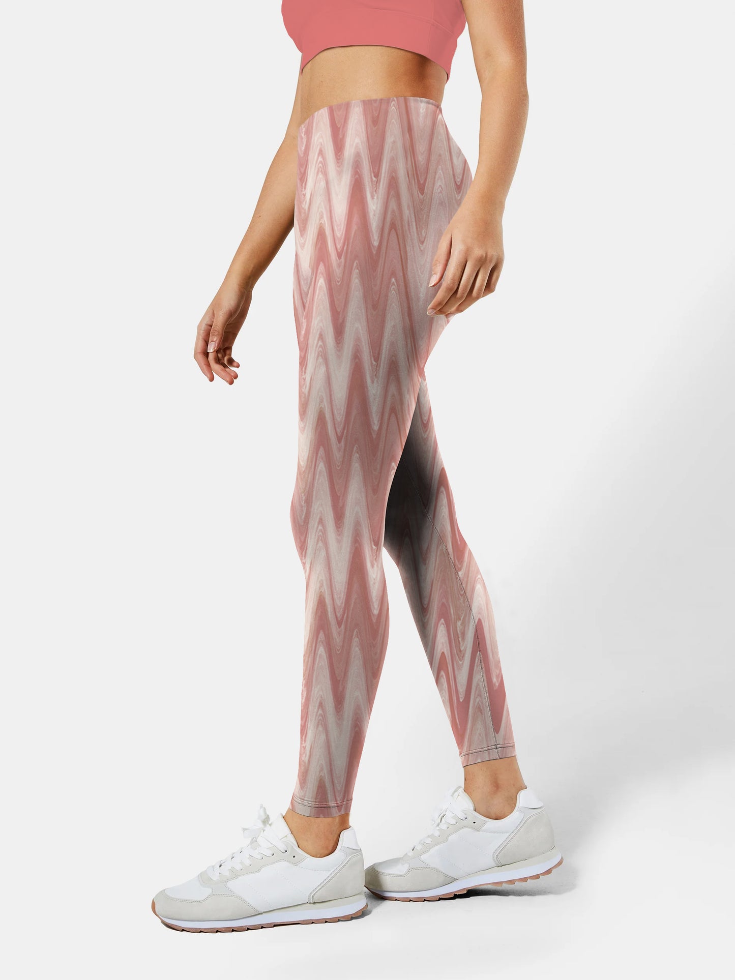 W137 Wave printed yoga leggings