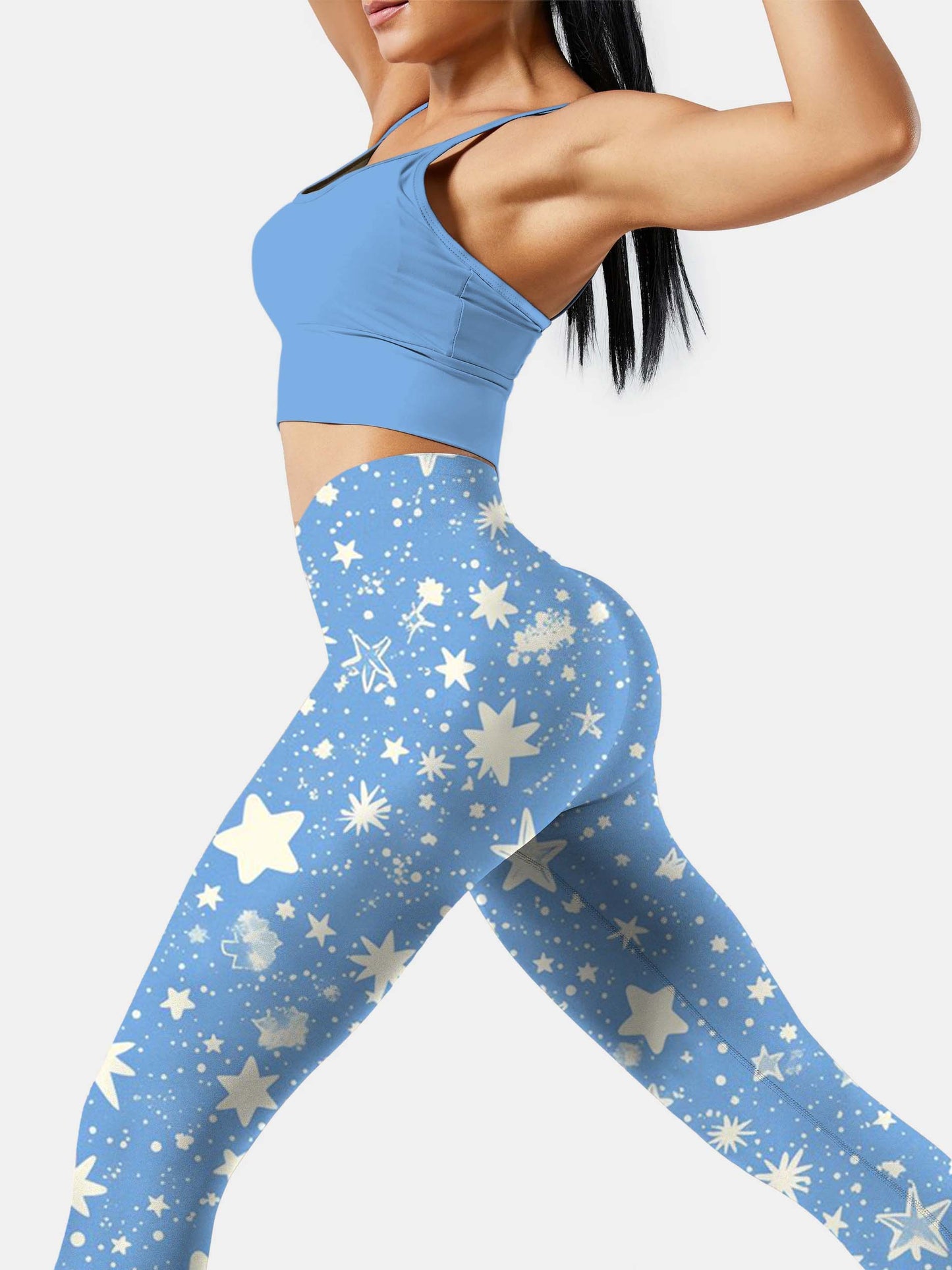 S233 Blue Full Sky Star yoga leggings