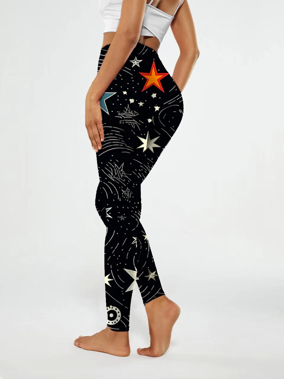 N165 Starry sky print yoga leggings