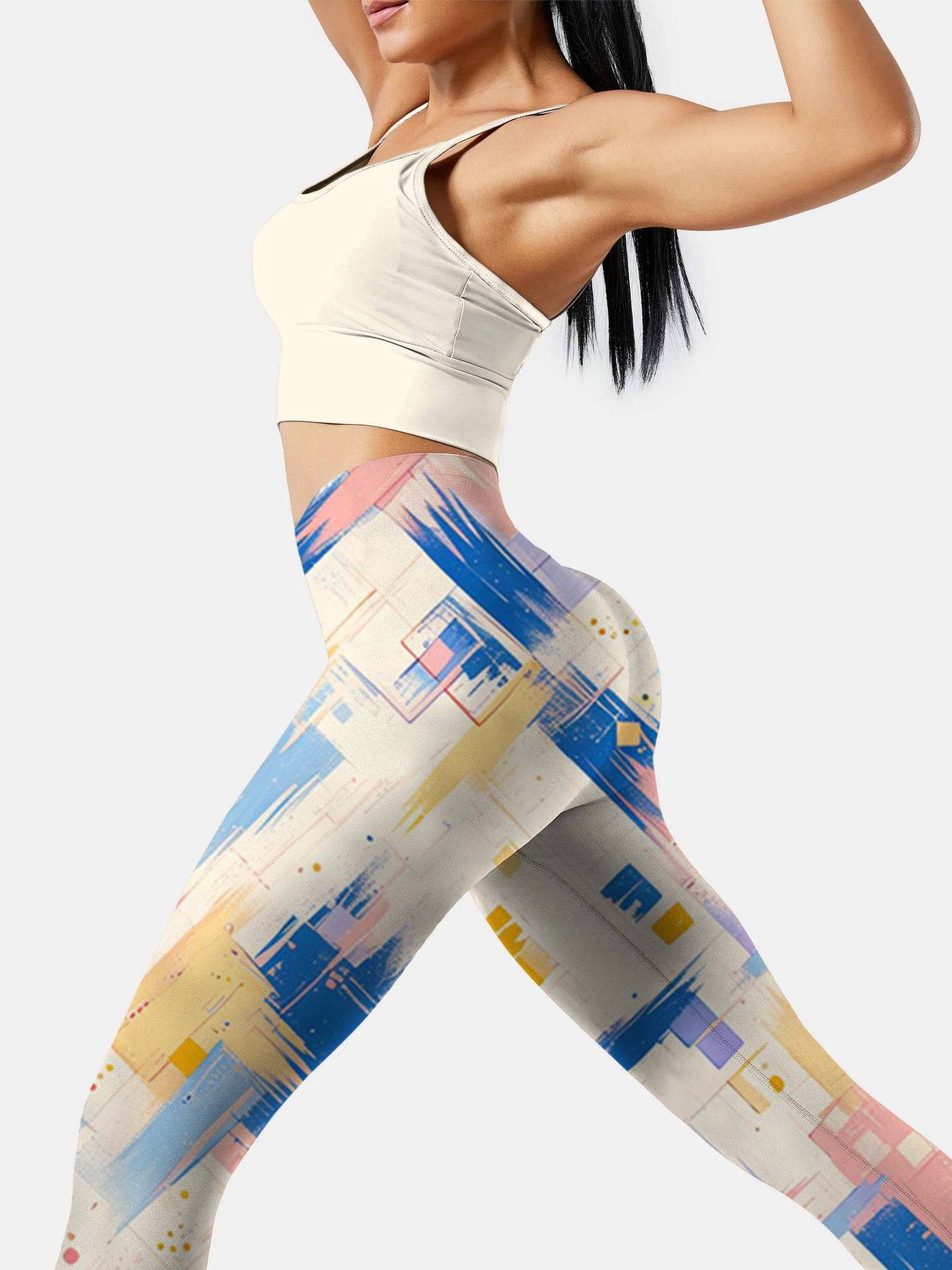 B258 Colorblock Yoga leggings white