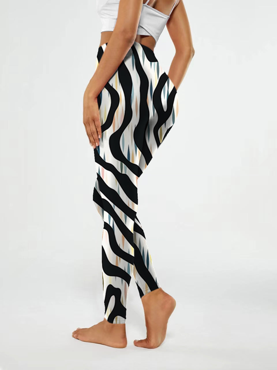 A166 Dazzling zebra print yoga leggings