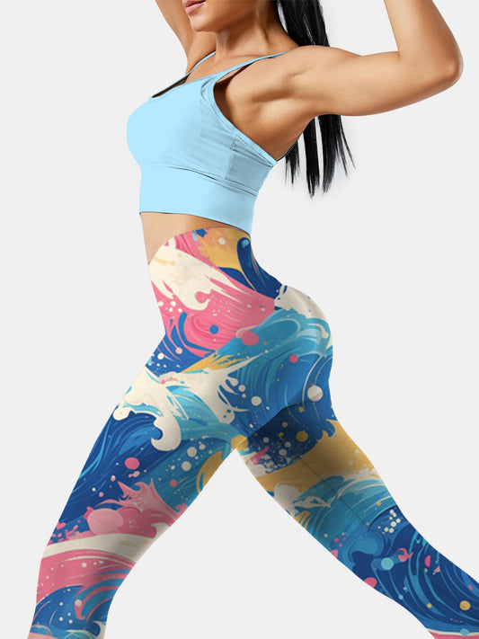 F265 colored feather yoga leggings