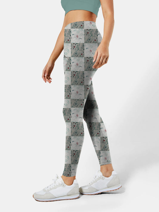 F140 block printed yoga leggings