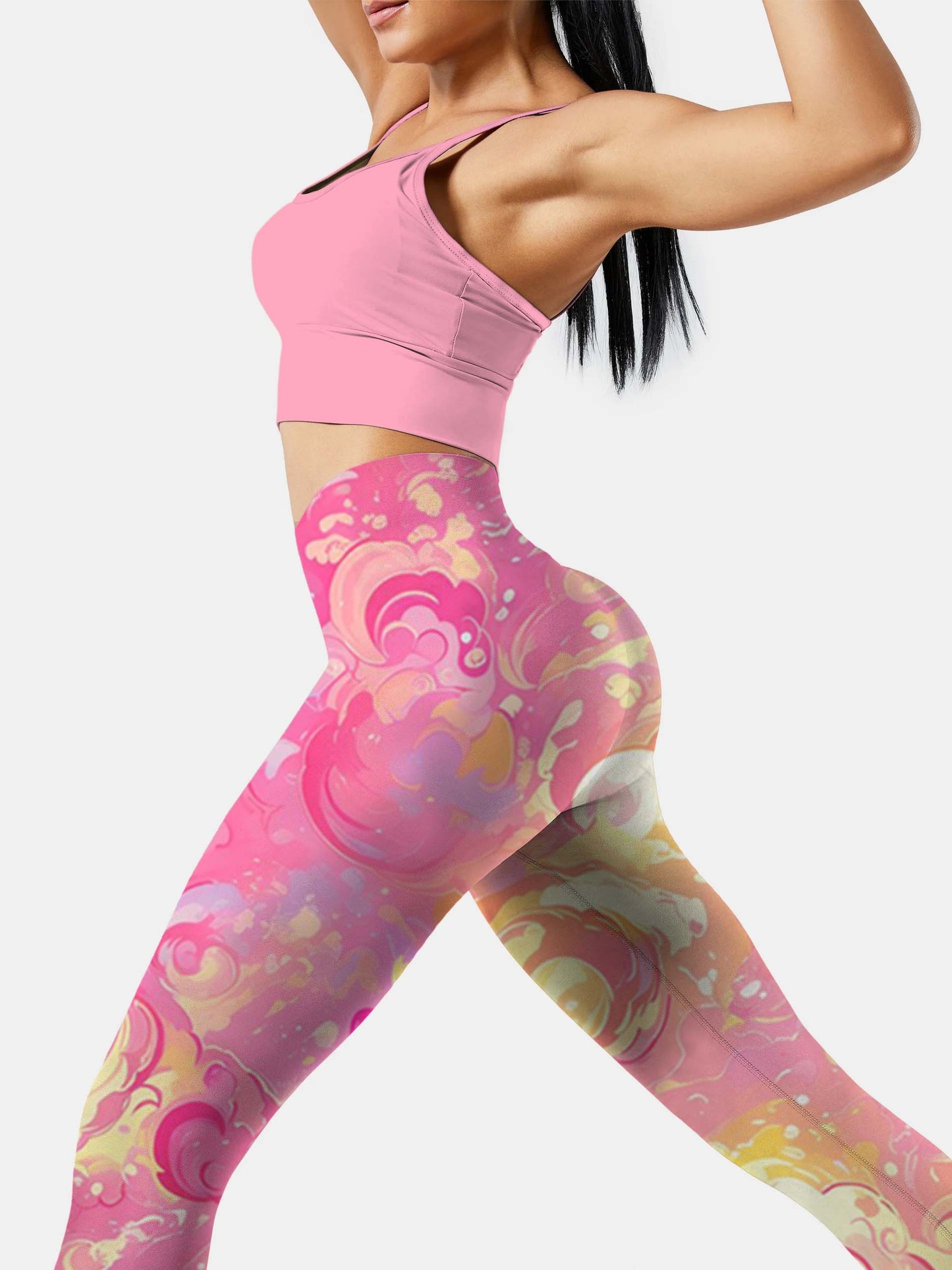 C261 Pink clouds yoga leggings