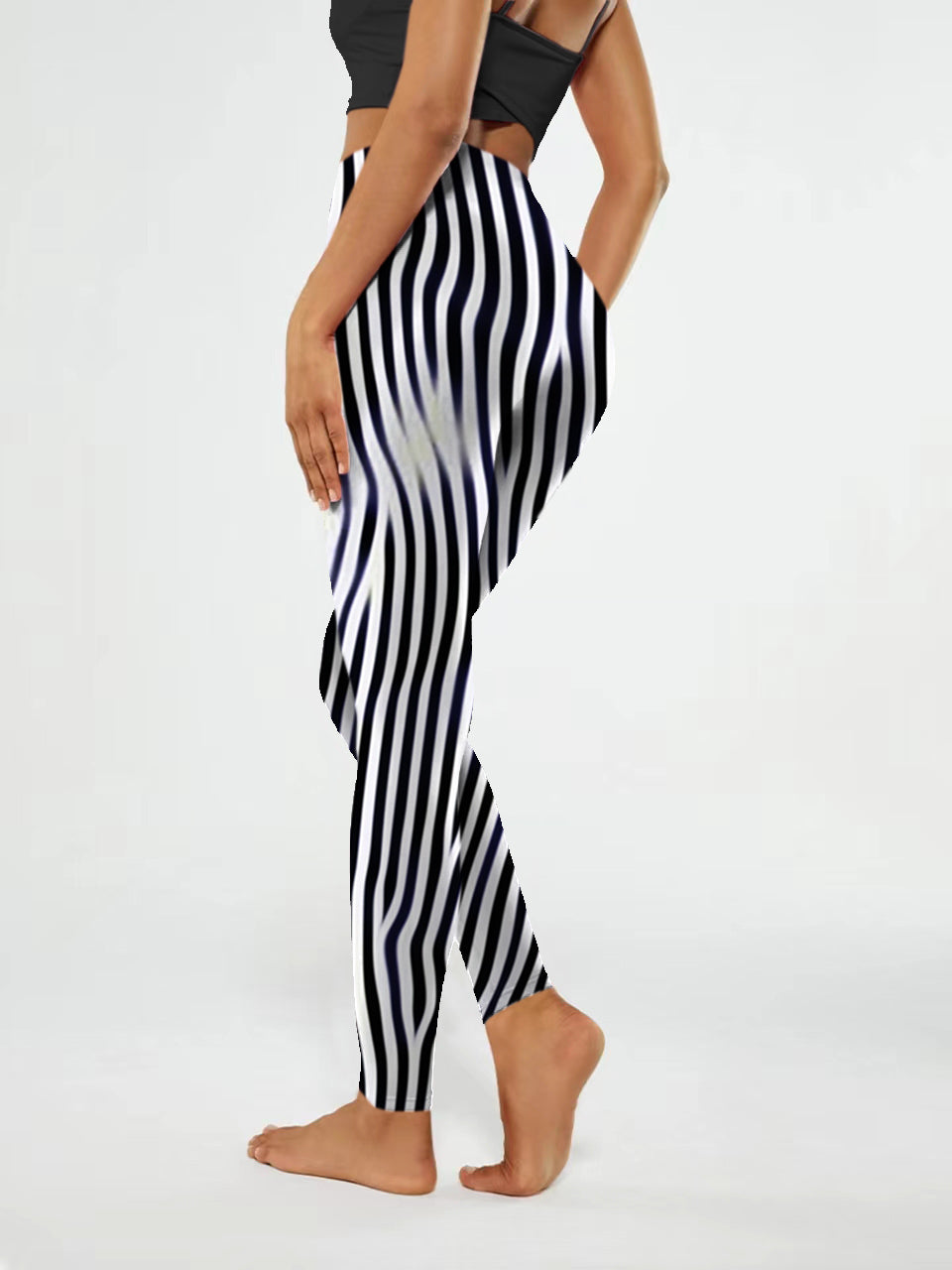 G169 pinstripe print yoga leggings