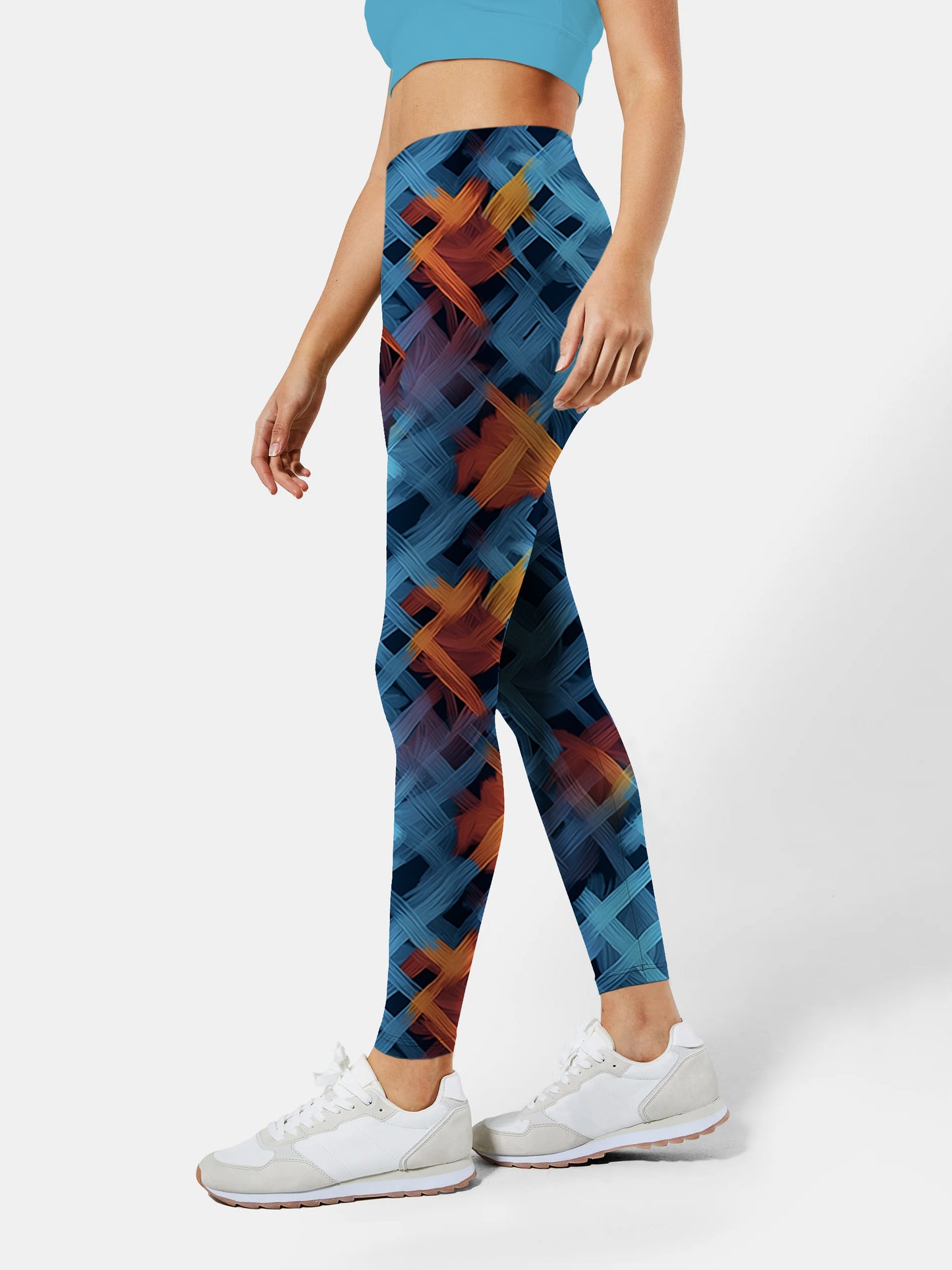 C142 knitted cubic printed yoga leggings