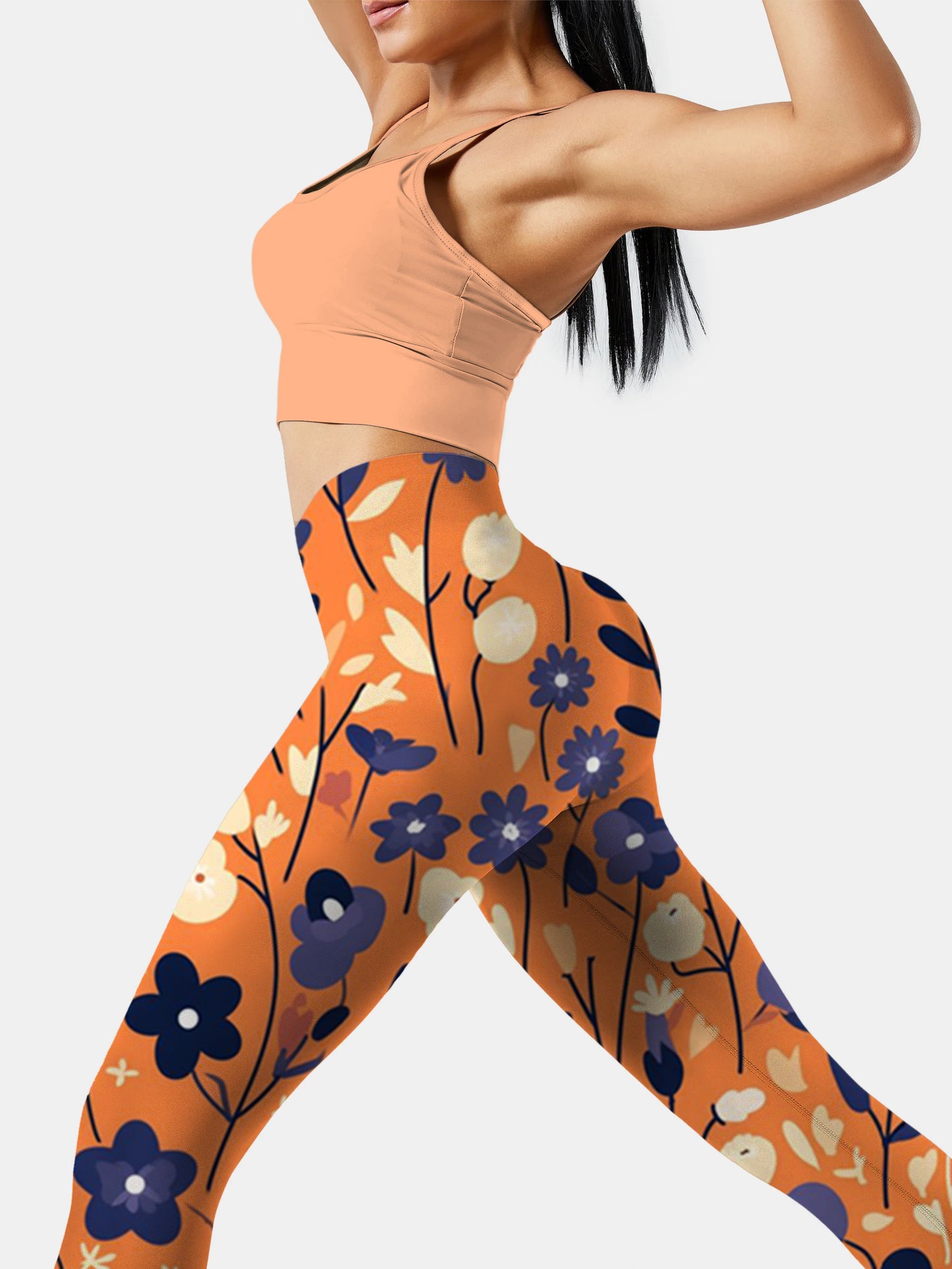 F263 Flower yoga leggings Orange