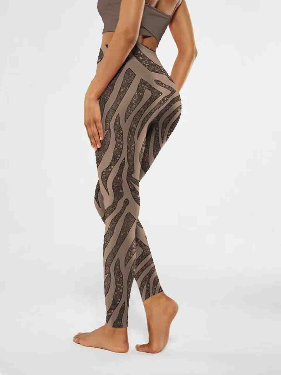 A150 Zebra stripes Yoga leggings brown