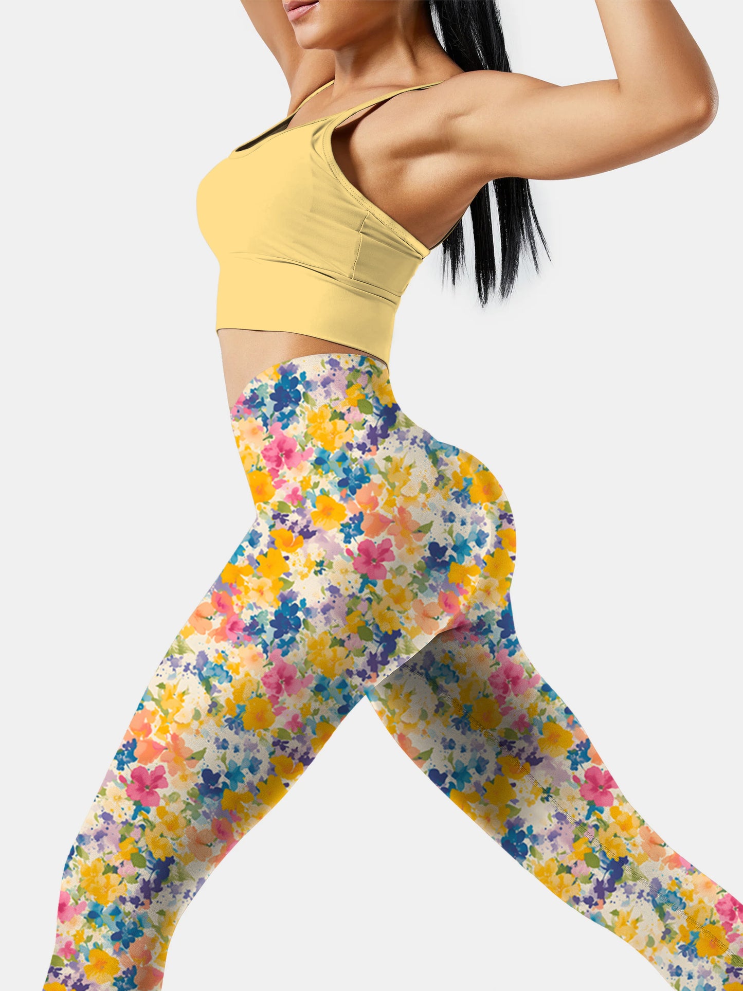 F208 crushed flower print yoga leggings