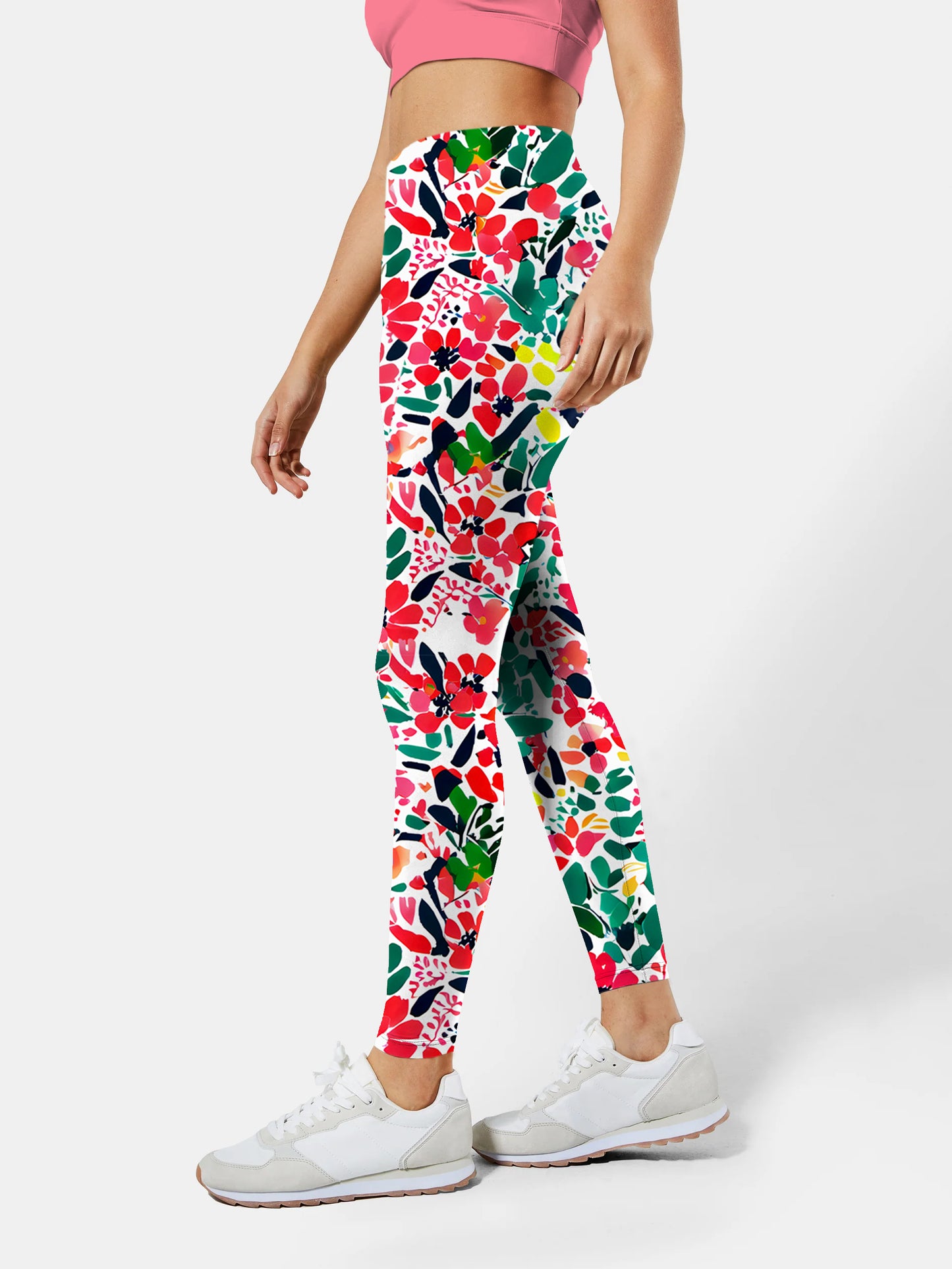 F189 crushed flower print yoga leggings