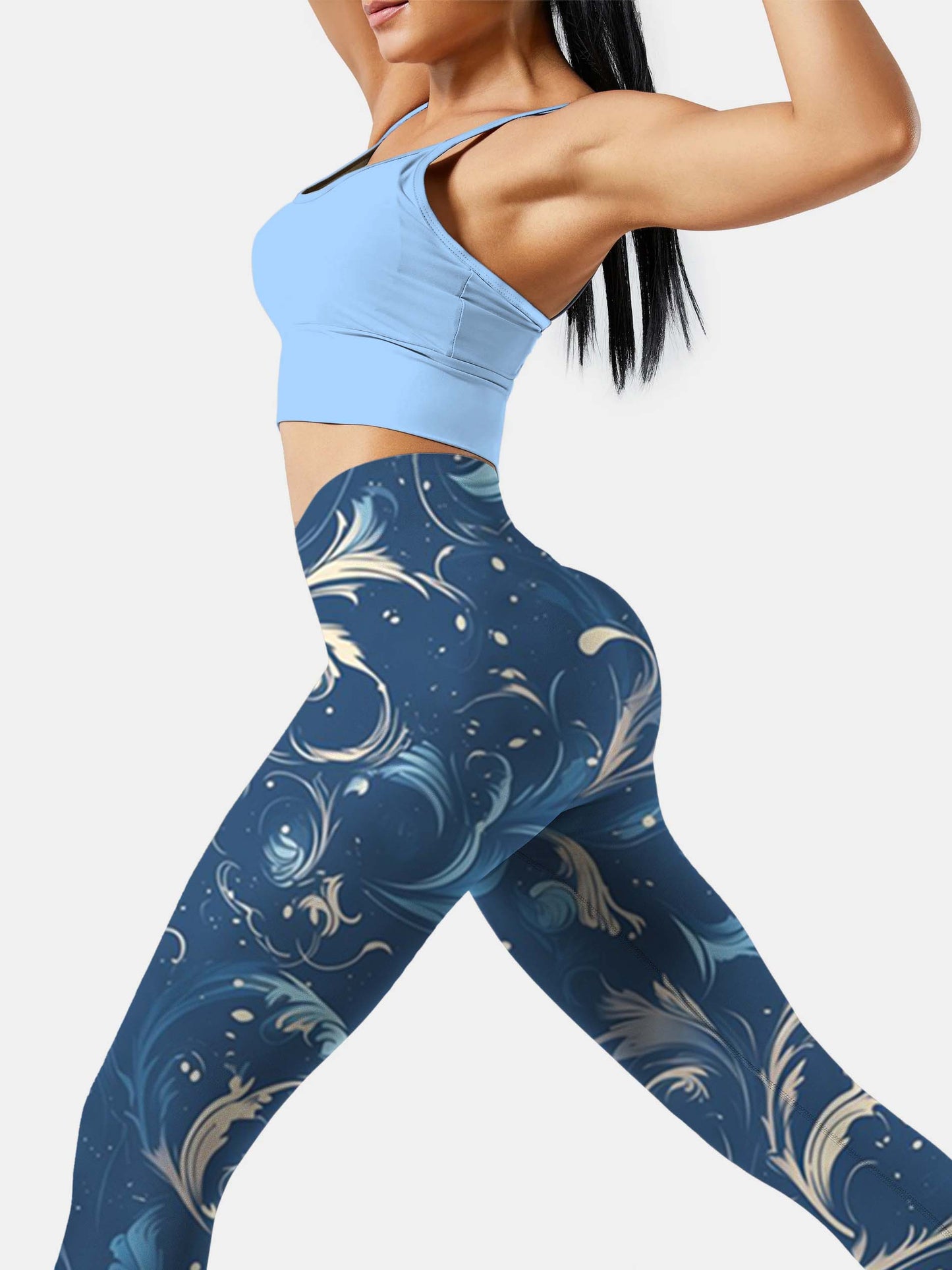 F244  feather yoga leggings