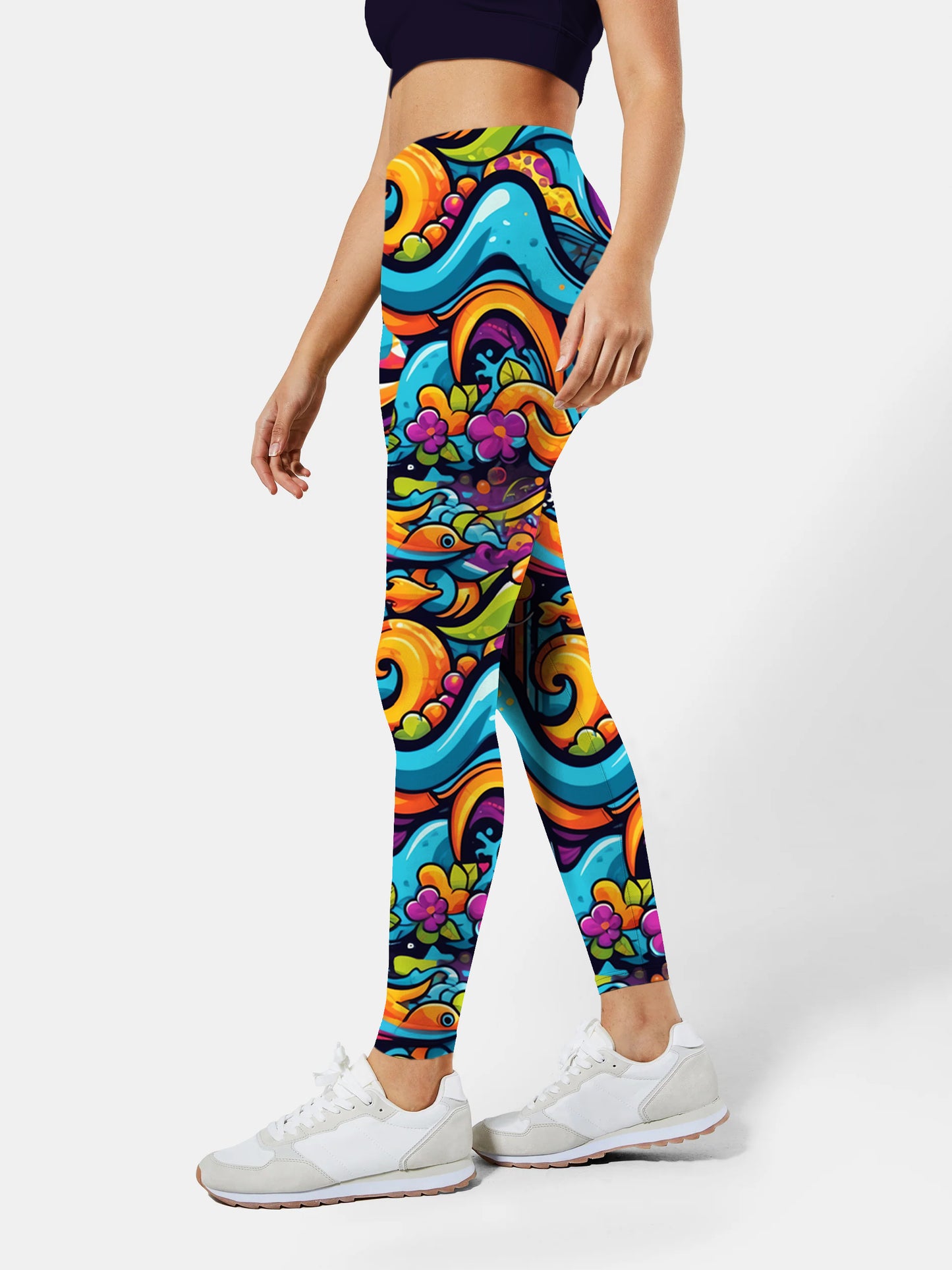 A190 Abstract Pattern Color yoga leggings