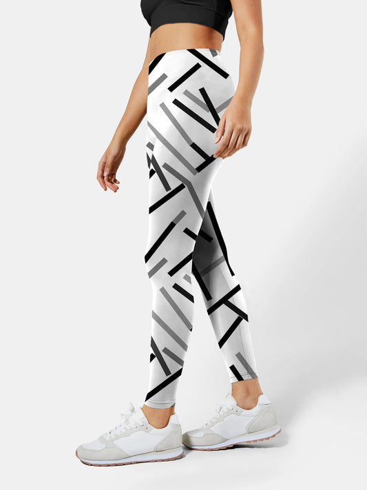 F125 black & white line yoga leggings