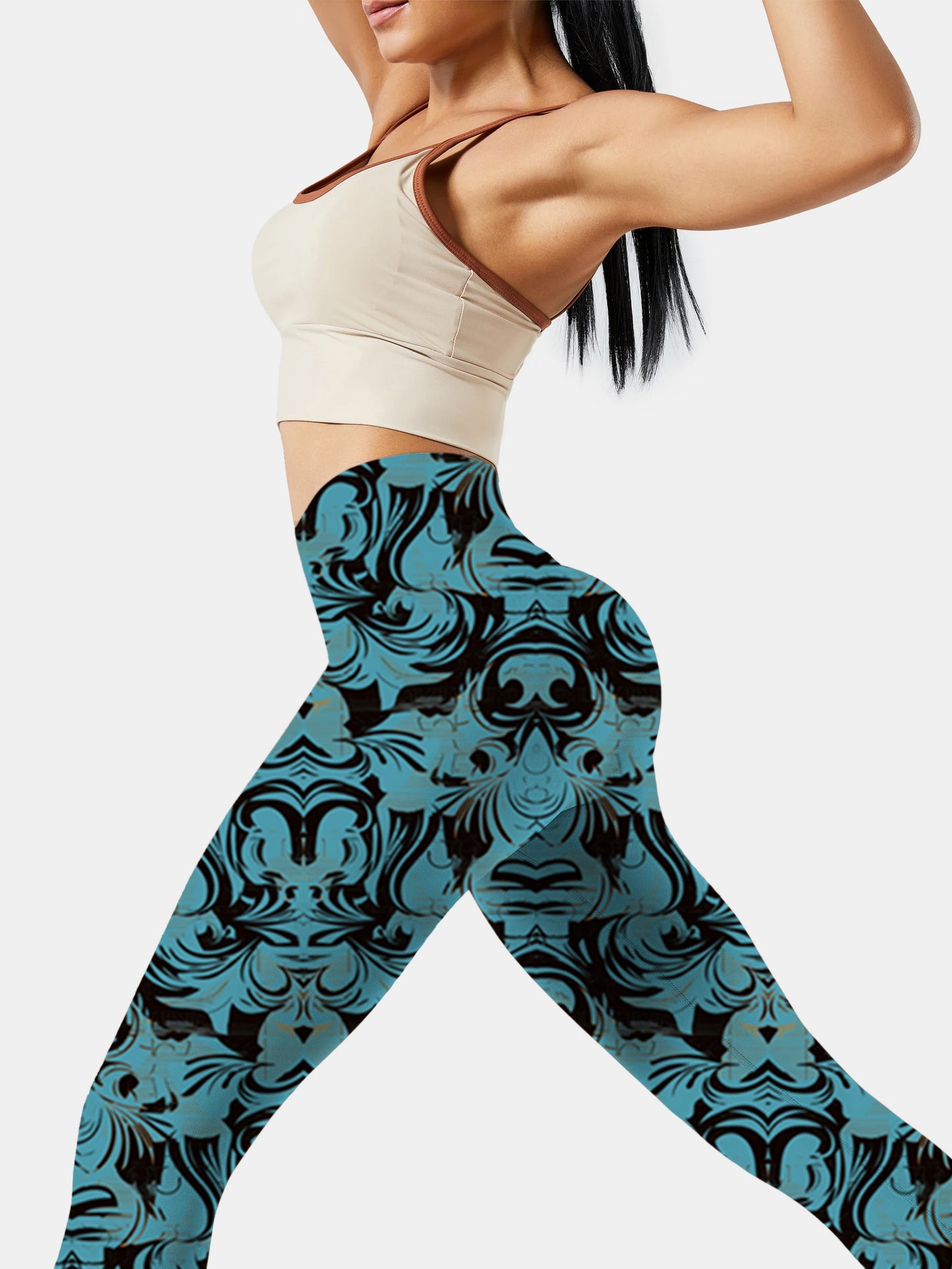 F108 printed yoga leggings green