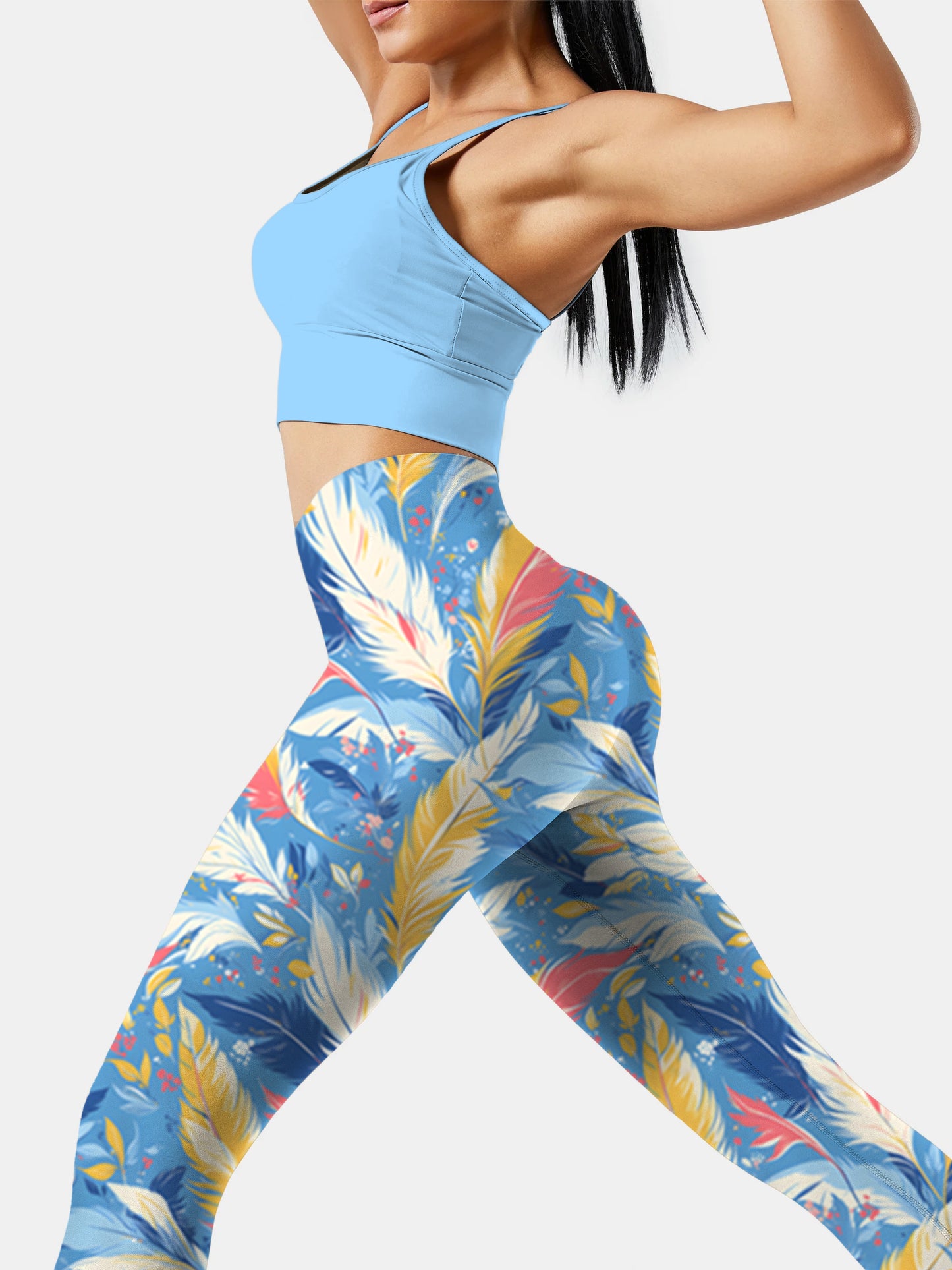 F212 print yoga leggings  feather