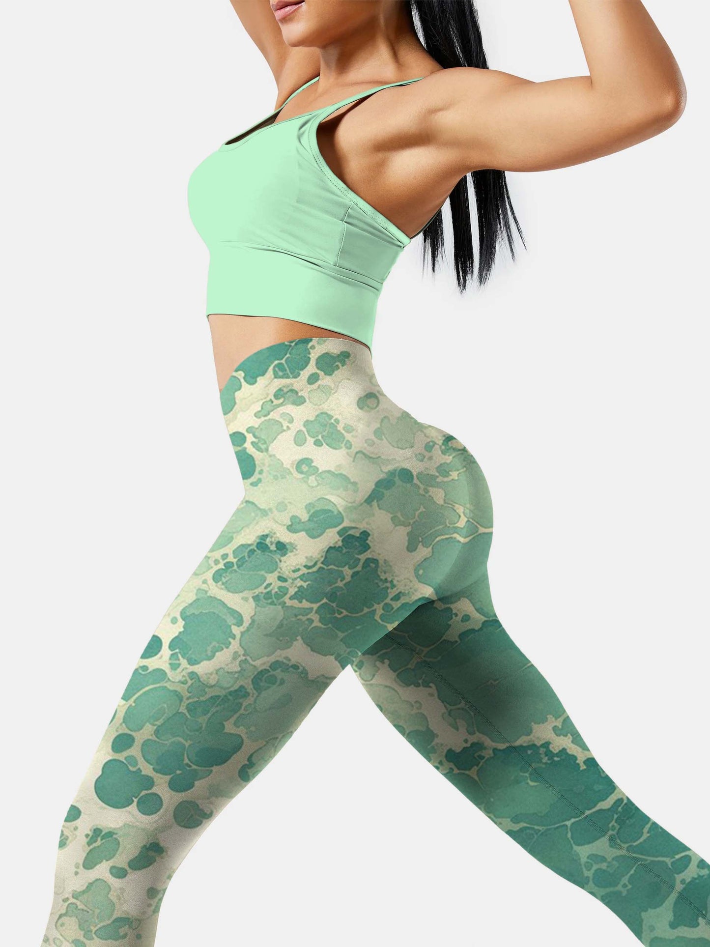 S223 Green Wave yoga leggings