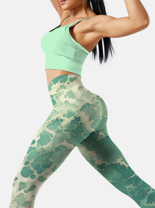 S223 Green Wave yoga leggings