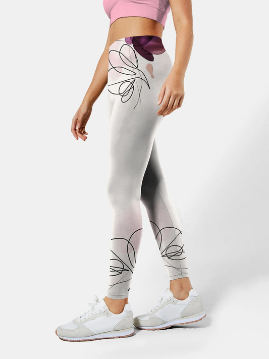 F128 Printed yoga leggings white