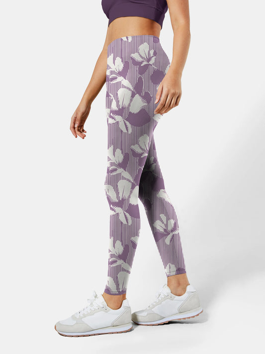 F121 vertical stripe printed yoga leggings