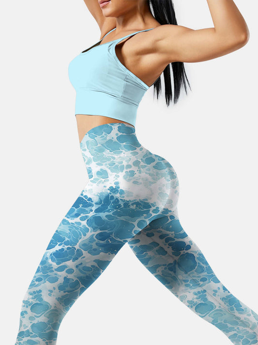 S215 blue wave yoga leggings